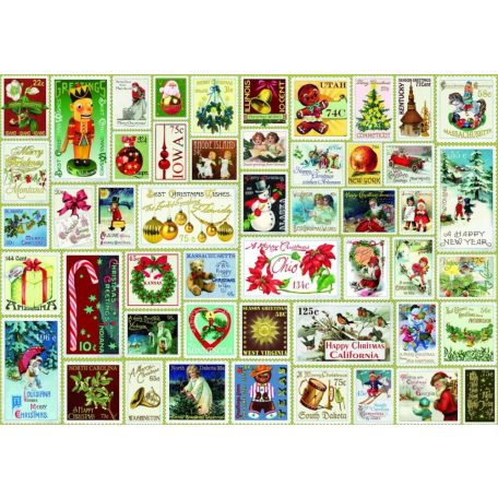 Karácsonyi bélyegek - Christmas Stamps - Bluebird 70488 - 1000 db-os puzzle